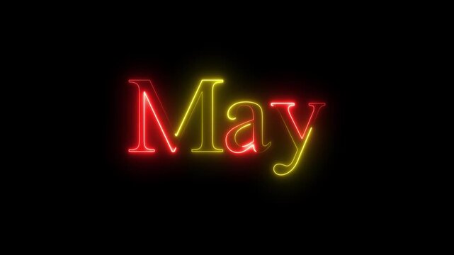 Year May month text icon effect  animation .4k video