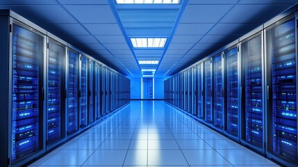 Data Center Hallway with Server Racks