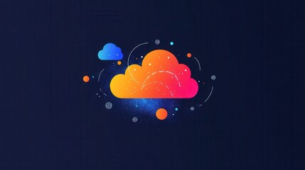 Gradient Cloud Illustration with Abstract Elements