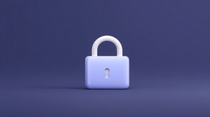 Business Remote Workforce A modern padlock on a purple background symbolizing security and protection.