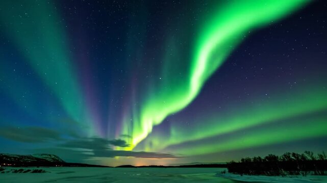 Spectacular Aurora Borealis Dancing Across the Night Sky.