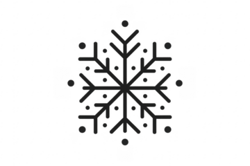 Snowflake icon representing winter weather on transparent background