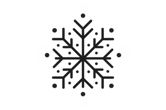 Snowflake icon representing winter weather on transparent background