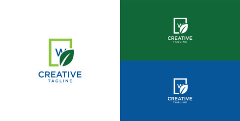 Leaf and initial letter W logo design