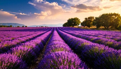 Fototapeta premium Lavender field at sunset