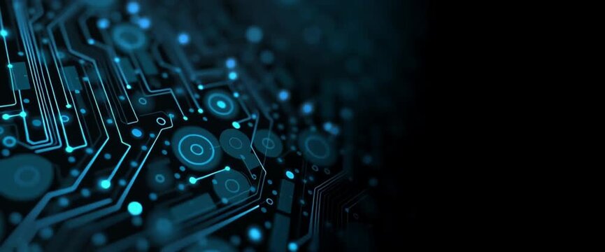 blue circuit board background vector illustration with glowing elements on a dark blue background, representing technology and digital concepts Generative AI