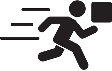 Icon of a running courier with a parcel for express delivery
