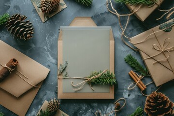 Eco Christmas Card Set with Recycled Paper and Natural Decor