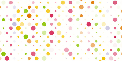 Seamless vector pattern or texture with colorful polka dots on white background for kids background, blog, web design, scrapbooks, party or baby shower invitations and wedding cards.