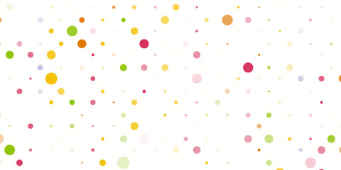 Seamless vector pattern or texture with colorful polka dots on white background for kids background, blog, web design, scrapbooks, party or baby shower invitations and wedding cards.