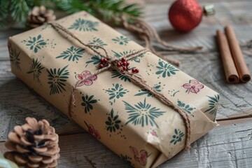 Homemade Wrapping Paper with Potato Stamps and Soy Ink