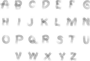 Striped Alphabet Letters A to Z Uppercase Hand Drawn Isolated Design Keywords: alphabet, letters, uppercase, a to z, striped, hand drawn, isolated