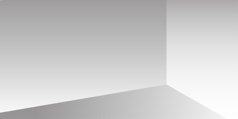 An abstract, geometric composition illustrating depth and perspective through intersecting planes. The smooth tonal gradient transition from white to grey simulates lighting and shadow within a space