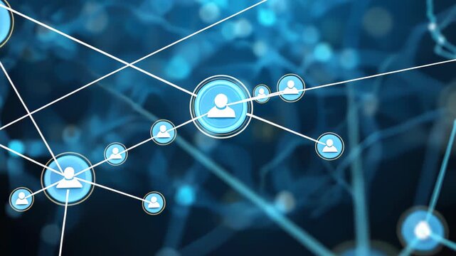 Networked Connections: Illustrating a dynamic digital network, this image depicts interconnected nodes symbolizing communication, connectivity, and the flow of information. 
