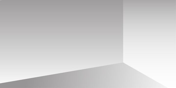 An abstract, geometric composition illustrating depth and perspective through intersecting planes. The smooth tonal gradient transition from white to grey simulates lighting and shadow within a space