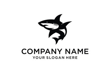 Dynamic Black Shark Logo Design for Company Branding and Business Mascot