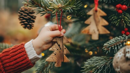 Child Hanging Wooden Christmas Tree Ornament