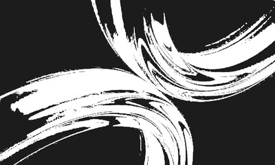 Dynamic black and white abstract brush stroke pattern, creating a bold and modern design element with a sense of motion and artistic flair isolated on transparent background