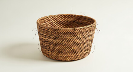 
Rattan basket isolated on light background, natural decor concept