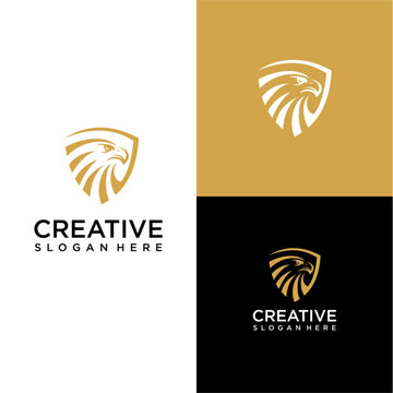 Modern shield initial logo combined with eagle head elements