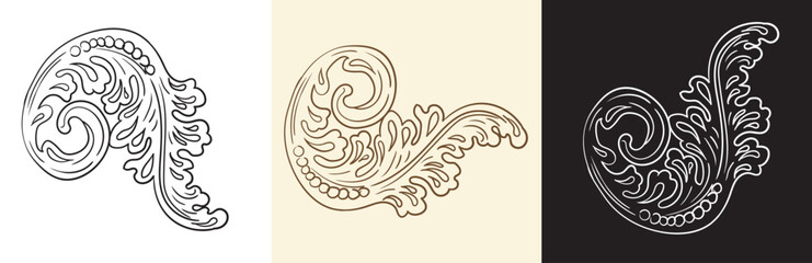 Swirl damask design elements ornate motifs vector illustration