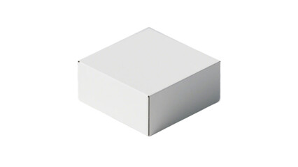 A simple white square box, which is a basic three-dimensional object often used for packaging or displaying various items.
