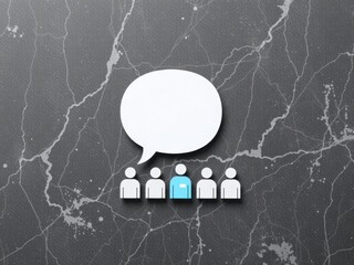 Team discussion with highlighted speaker and speech bubble