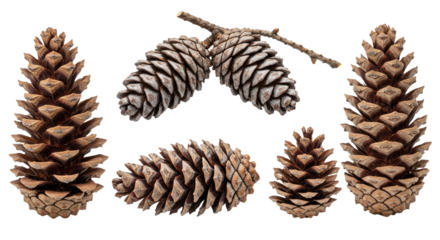 Collection of Pine Cones on a White Background 2.