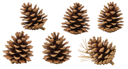 Collection of Pine Cones on a White Background 1.