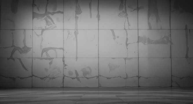 Dark and Moody Distressed Concrete Wall and Floor Background with Grunge Texture, Empty Industrial Room for Product Display or Creative Design Space, Aged Interior Aesthetic