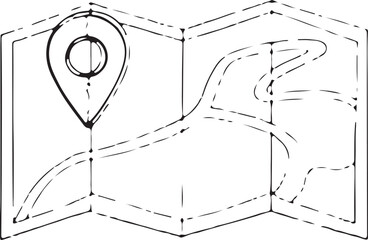 Map pin line icon set. Location marker, push pin, and navigation pointer symbols.