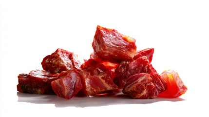 Obraz premium Red candy wrapped in plastic on white background for food branding packaging advertising confectionery product design photography layout visuals