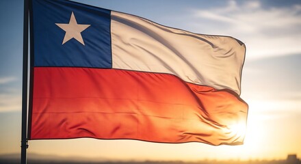 Chile Flag in the Wind