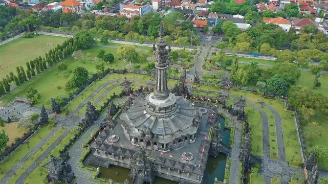 Majestic Aerial View of Bajra Sandhi Monument &ndash; Iconic Bali Heritage in Renon, Denpasar
