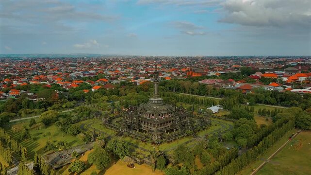 Majestic Aerial View of Bajra Sandhi Monument &ndash; Iconic Bali Heritage in Renon, Denpasar