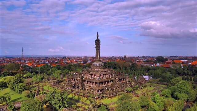 Majestic Aerial View of Bajra Sandhi Monument &ndash; Iconic Bali Heritage in Renon, Denpasar