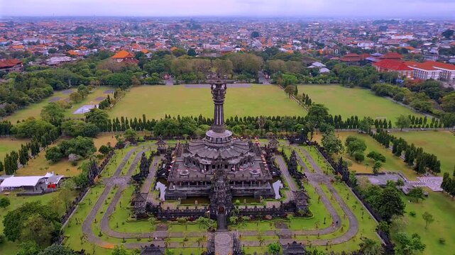Majestic Aerial View of Bajra Sandhi Monument &ndash; Iconic Bali Heritage in Renon, Denpasar