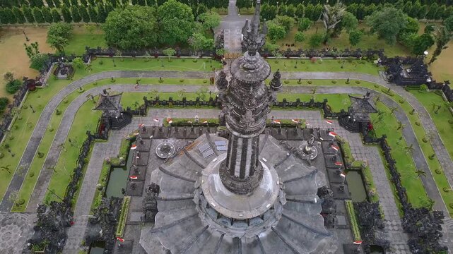 Majestic Aerial View of Bajra Sandhi Monument &ndash; Iconic Bali Heritage in Renon, Denpasar