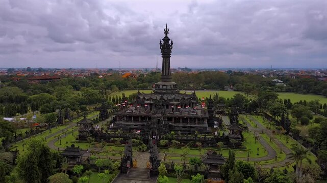 Majestic Aerial View of Bajra Sandhi Monument &ndash; Iconic Bali Heritage in Renon, Denpasar