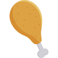 Golden Brown Fried Chicken Leg with a White Bone Stick on a Transparent Background