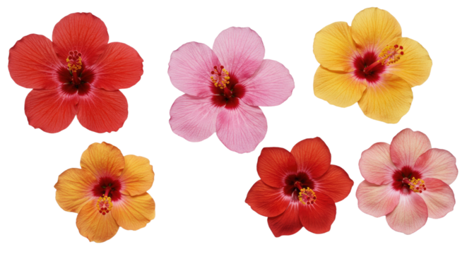 Collection of Vibrant FivePetaled Flowers in Various Colors.