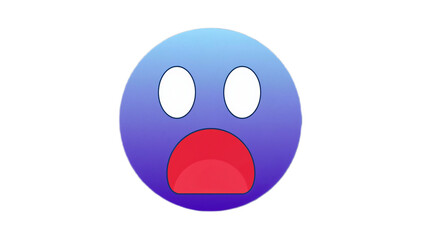 Fototapeta premium A blue and purple gradient emoji with a wide open mouth and wide eyes, conveying shock or surprise