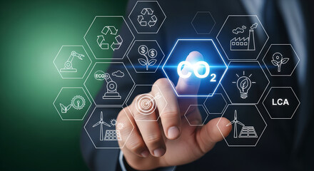 Carbon Footprint Reduction CO2 Emission Sustainability Technology Hand Copy Space
