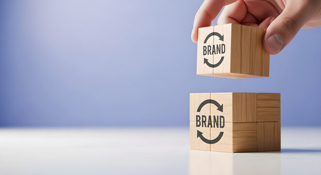 Branding Rebranding Brand Identity Business Strategy Wooden Cubes Copy Space