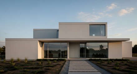 Contemporary cube house architecture with elegant geometric designs