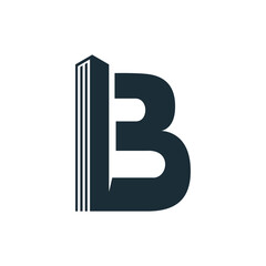 letter b building logo vector design, letter b combined with building logo
