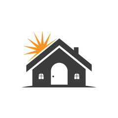 simple house logo with sunshine vector icon illustration