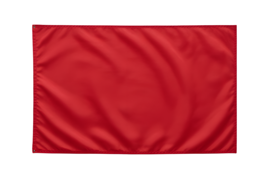 Bold scarlet flag waving gently, a symbol of passion, strength and vibrant energy, ideal for branding, design elements and backdrops