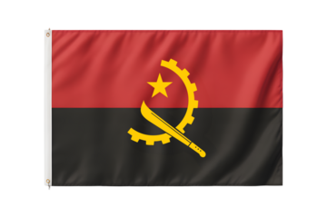 Angolan flag waving proudly, a vibrant symbol of national identity, perfect for travel blogs, independence day, and cultural celebrations