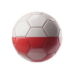 Obraz premium A striking 3D rendering of a soccer ball featuring the red and white colors of Poland, perfect for sports and national pride themes